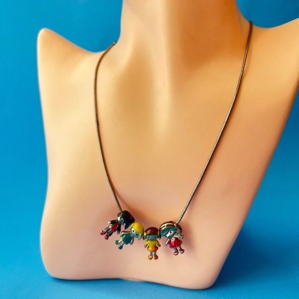 Brownie Brownie Friendship Charm Necklace Multicolor 4 Enamel Charms